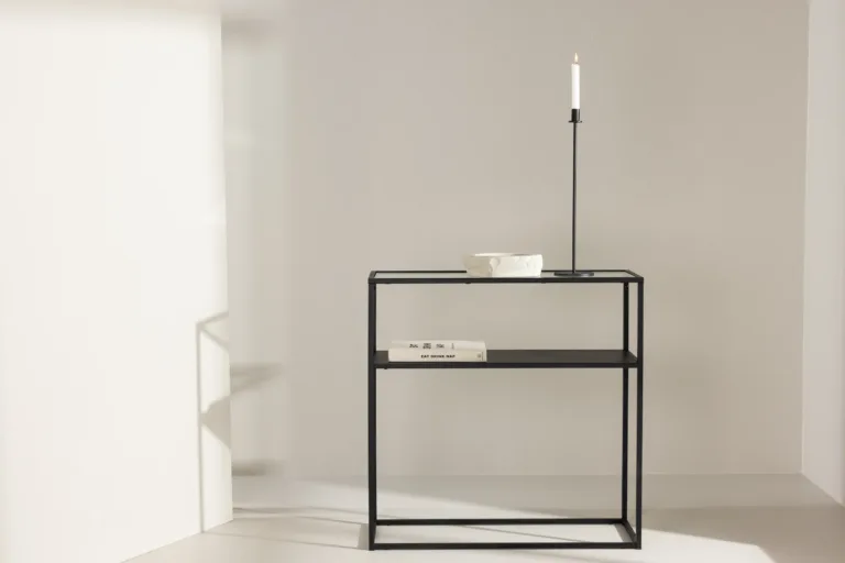 Must minimalistlik klaasiga abilaud Bogóta (teras, 80 × 30 cm) - 30117-100