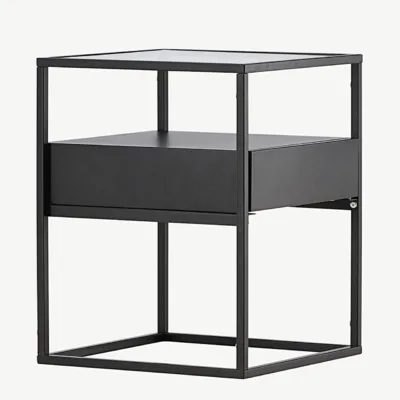 Mustast klaasist diivanilaud ja sahtliga abilaud Fortaleza - 30122-100