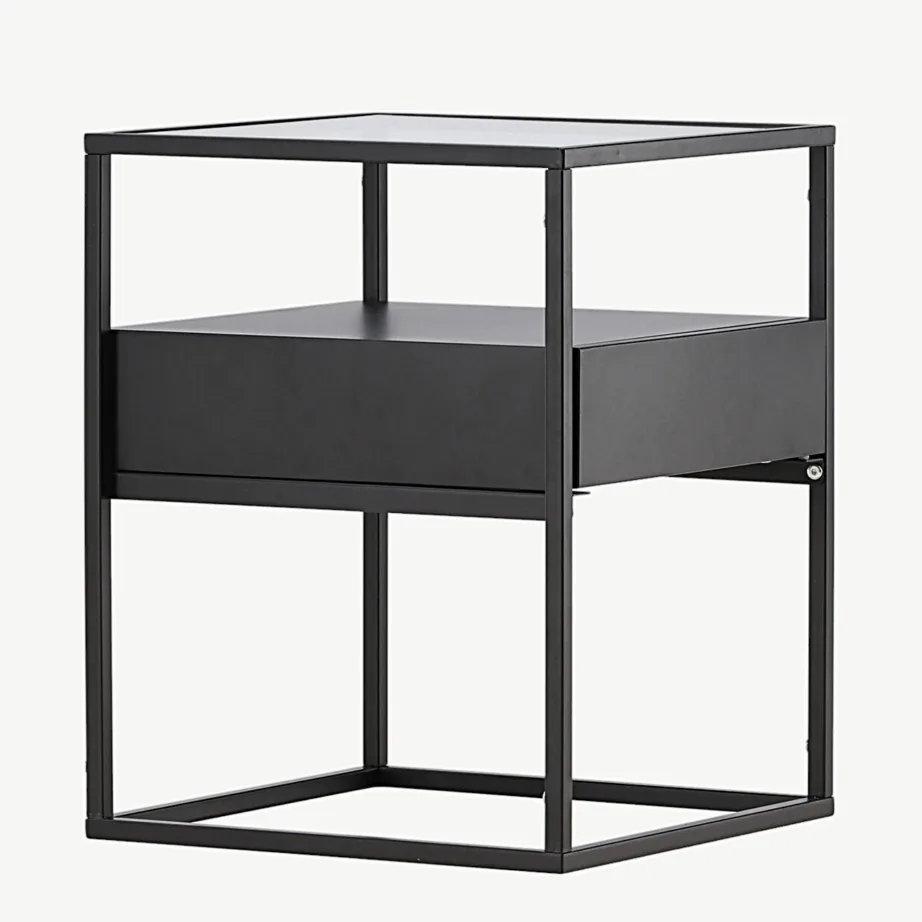 Mustast klaasist diivanilaud ja sahtliga abilaud Fortaleza, 30122-100