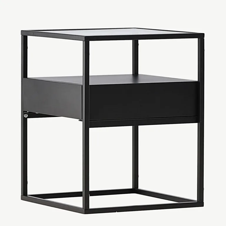 Mustast klaasist diivanilaud ja sahtliga abilaud Fortaleza - 30122-100