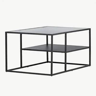 Musta klaasist diivanilaud Campinas lainelise klaaspinnaga ja lisariiuliga - 30125-100