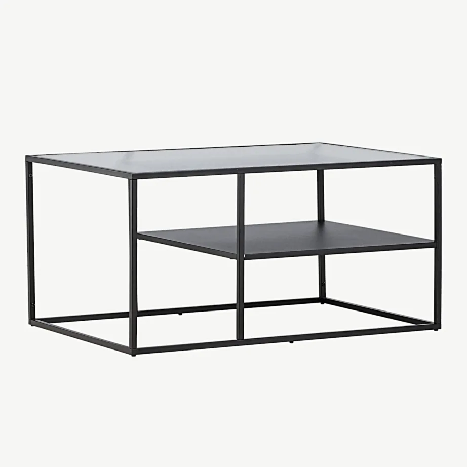 Musta klaasist diivanilaud Campinas lainelise klaaspinnaga ja lisariiuliga, 30125-100 – 3