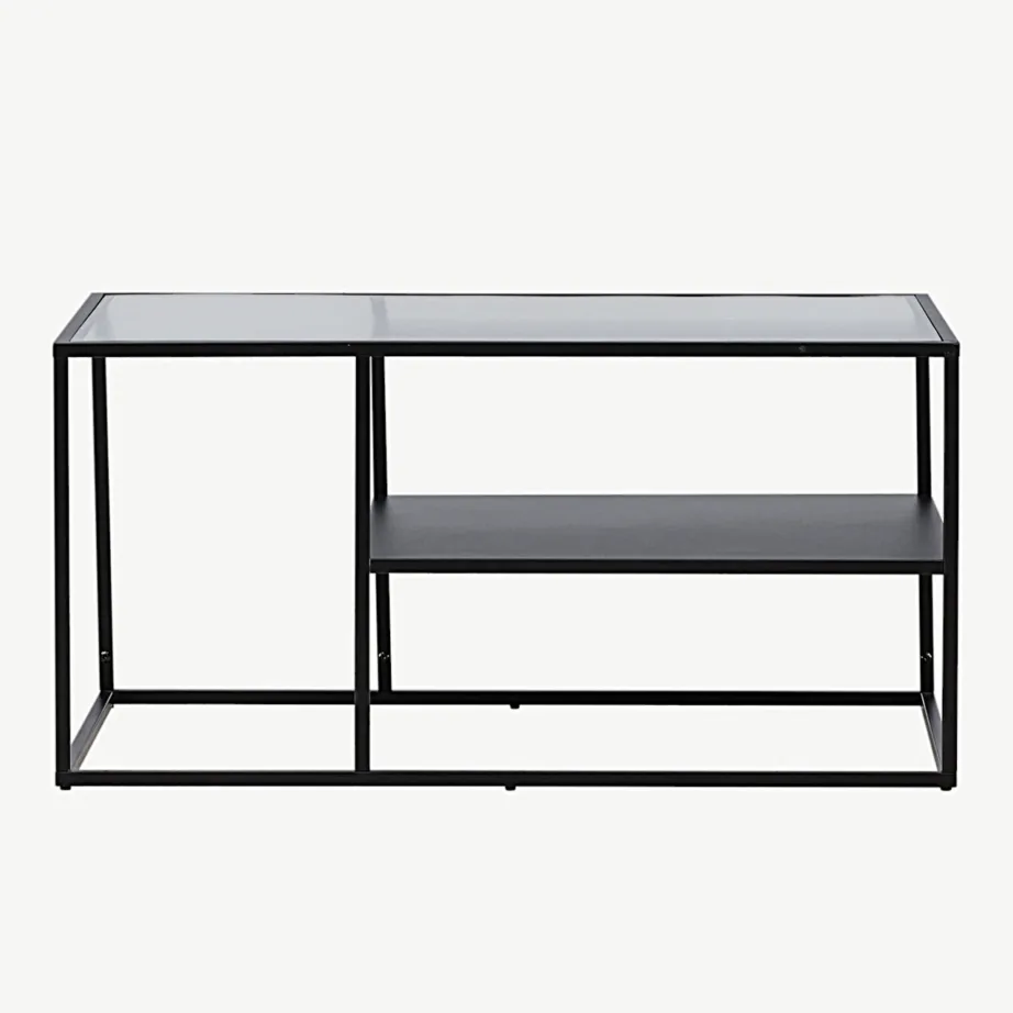 Musta klaasist diivanilaud Campinas lainelise klaaspinnaga ja lisariiuliga, 30125-100 – 4