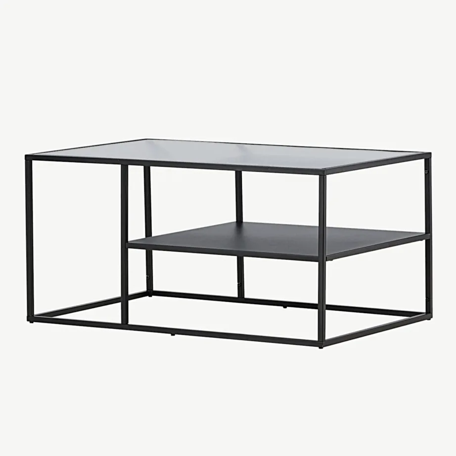 Musta klaasist diivanilaud Campinas lainelise klaaspinnaga ja lisariiuliga, 30125-100 – 5