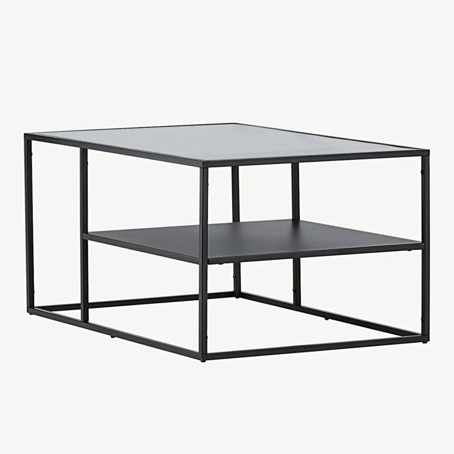 Musta klaasist diivanilaud Campinas lainelise klaaspinnaga ja lisariiuliga, 30125-100 – 6