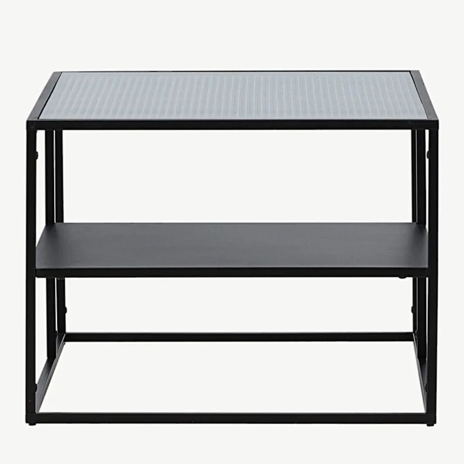 Musta klaasist diivanilaud Campinas lainelise klaaspinnaga ja lisariiuliga, 30125-100 – 7