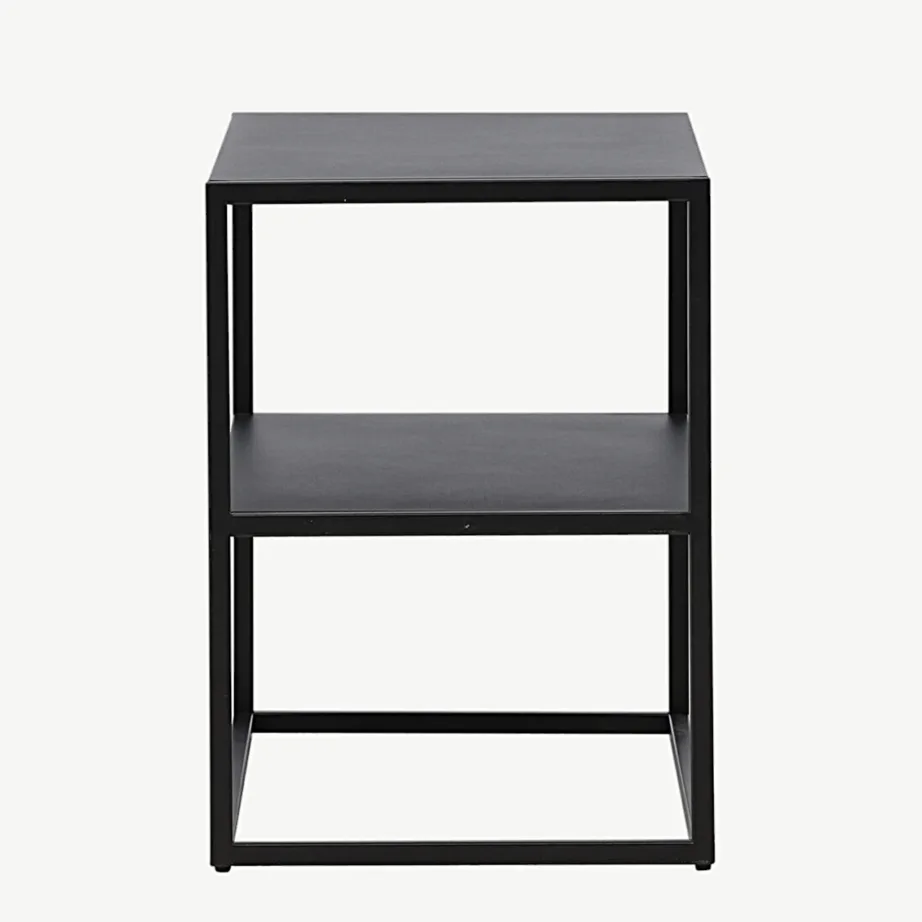 Mustast pulbervärvitud terasest avatud riiuliga abilauake Curitiba, 70×33 cm, 30132-100 – 2