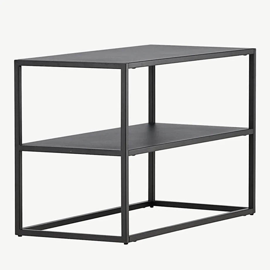 Mustast pulbervärvitud terasest avatud riiuliga abilauake Curitiba, 70×33 cm, 30132-100