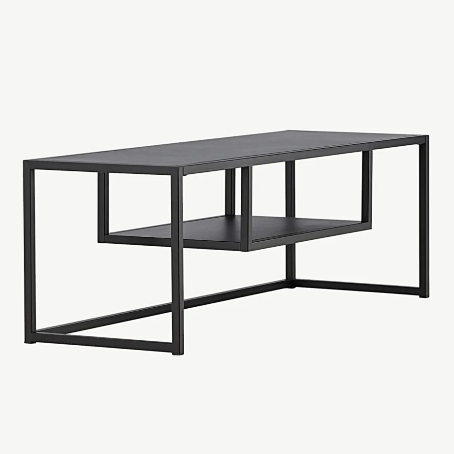 Mustast terasest TV-alus Riverside, alumise riiuliga (120 × 40 cm), 30138-100