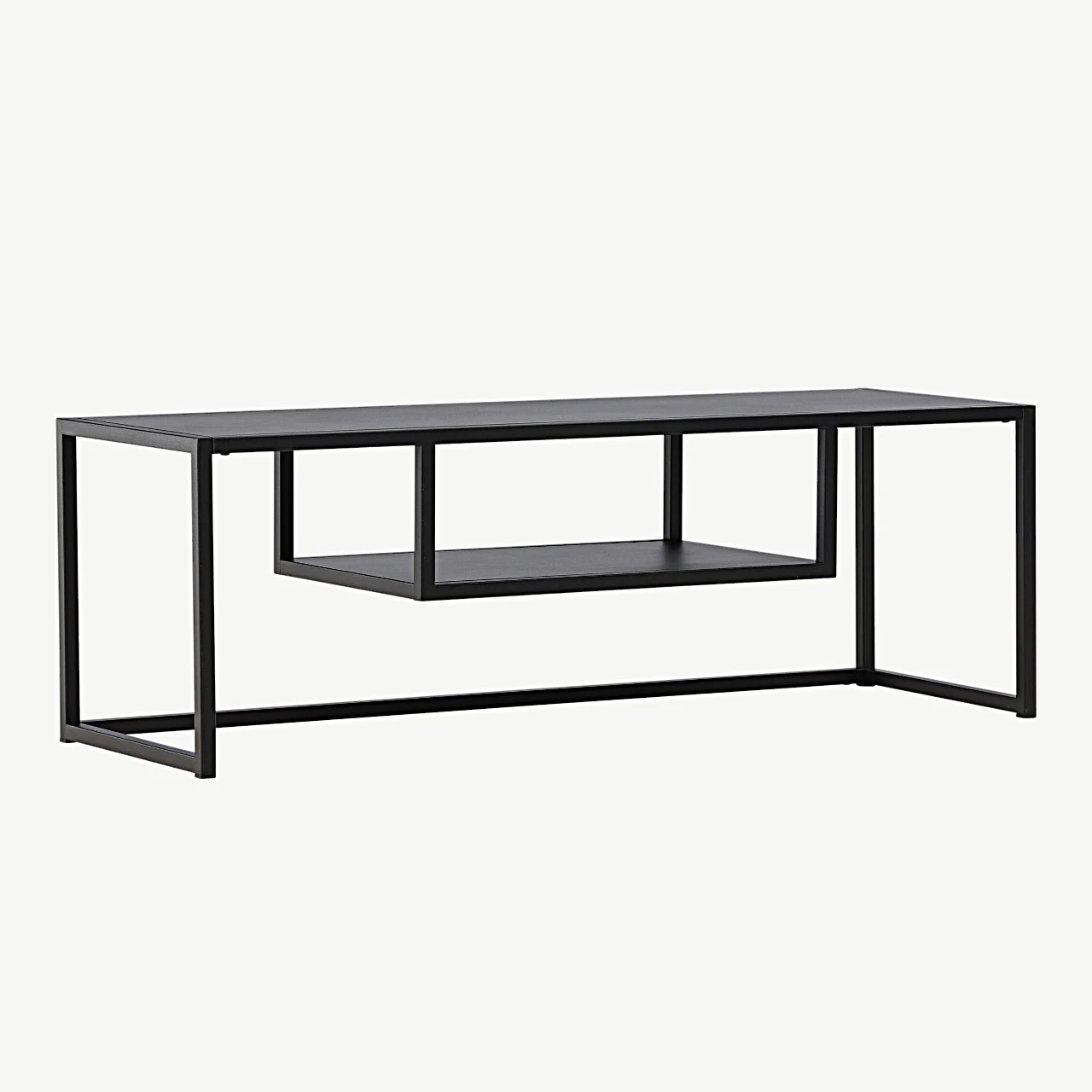 Mustast terasest TV-alus Riverside, alumise riiuliga (120 × 40 cm) - 30138-100