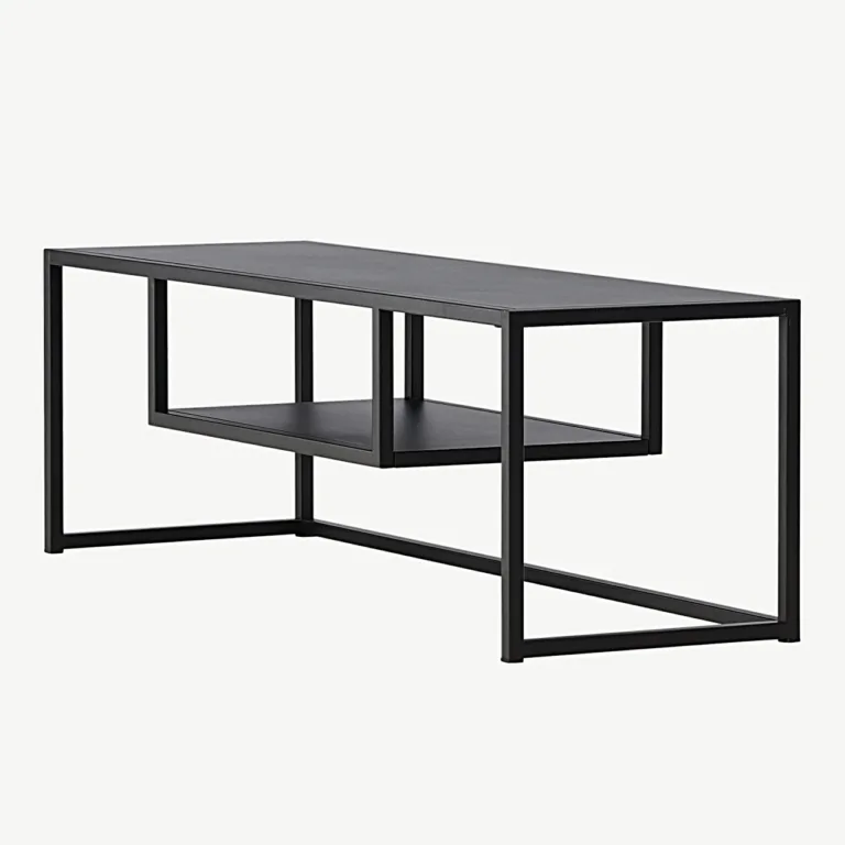 Mustast terasest TV-alus Riverside, alumise riiuliga (120 × 40 cm) - 30138-100