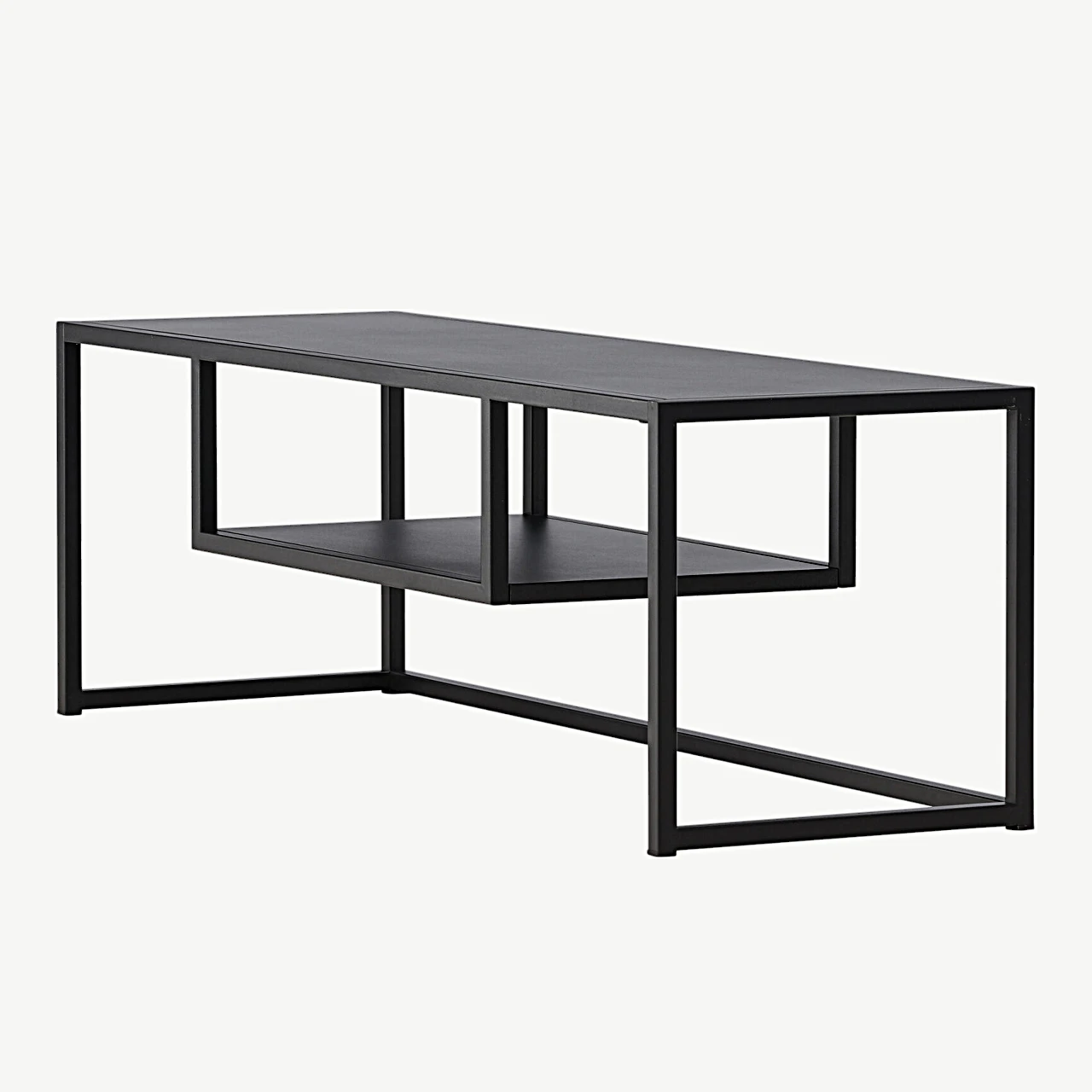 Mustast terasest TV-alus Riverside, alumise riiuliga (120 × 40 cm) - 30138-100