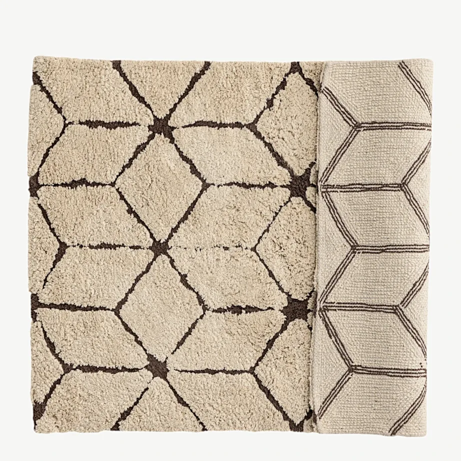 Pehmest puuvillast vannitoavaip Petrus, elevandiluu/tumepruun, 60 × 90 cm, 30141-122