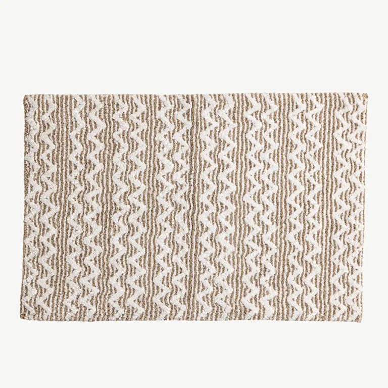 Philippa puuvillane vannitoa vaip, liiva-valge mustriga, 60 × 90 cm - 30142-120