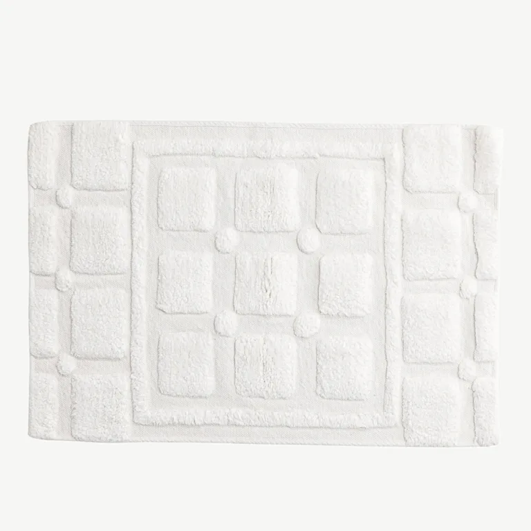 Valge puuvillane vannitoavaip Putte, 60 × 90 cm, mustriline - 30144-101