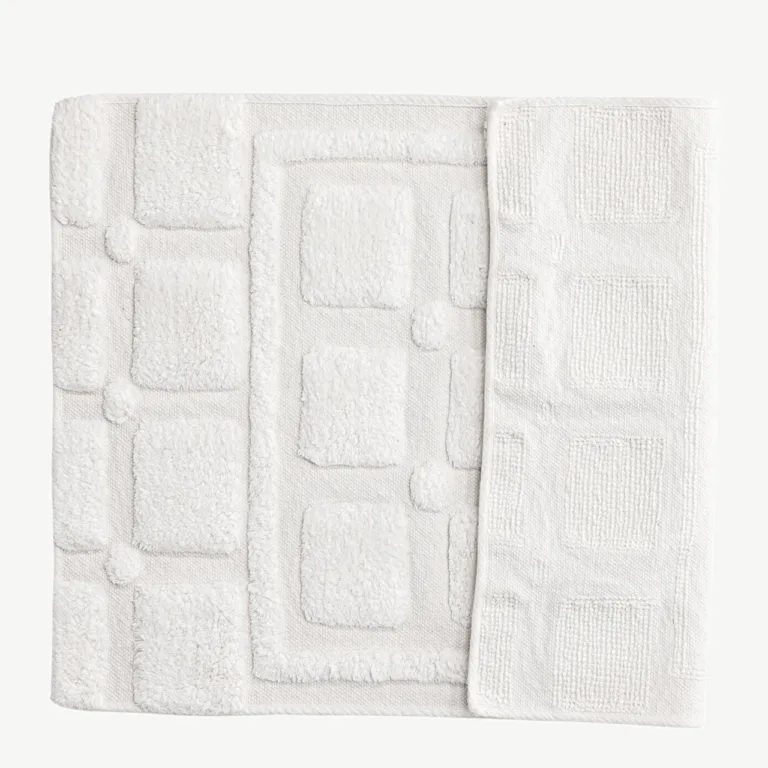 Valge puuvillane vannitoavaip Putte, 60 × 90 cm, mustriline - 30144-101