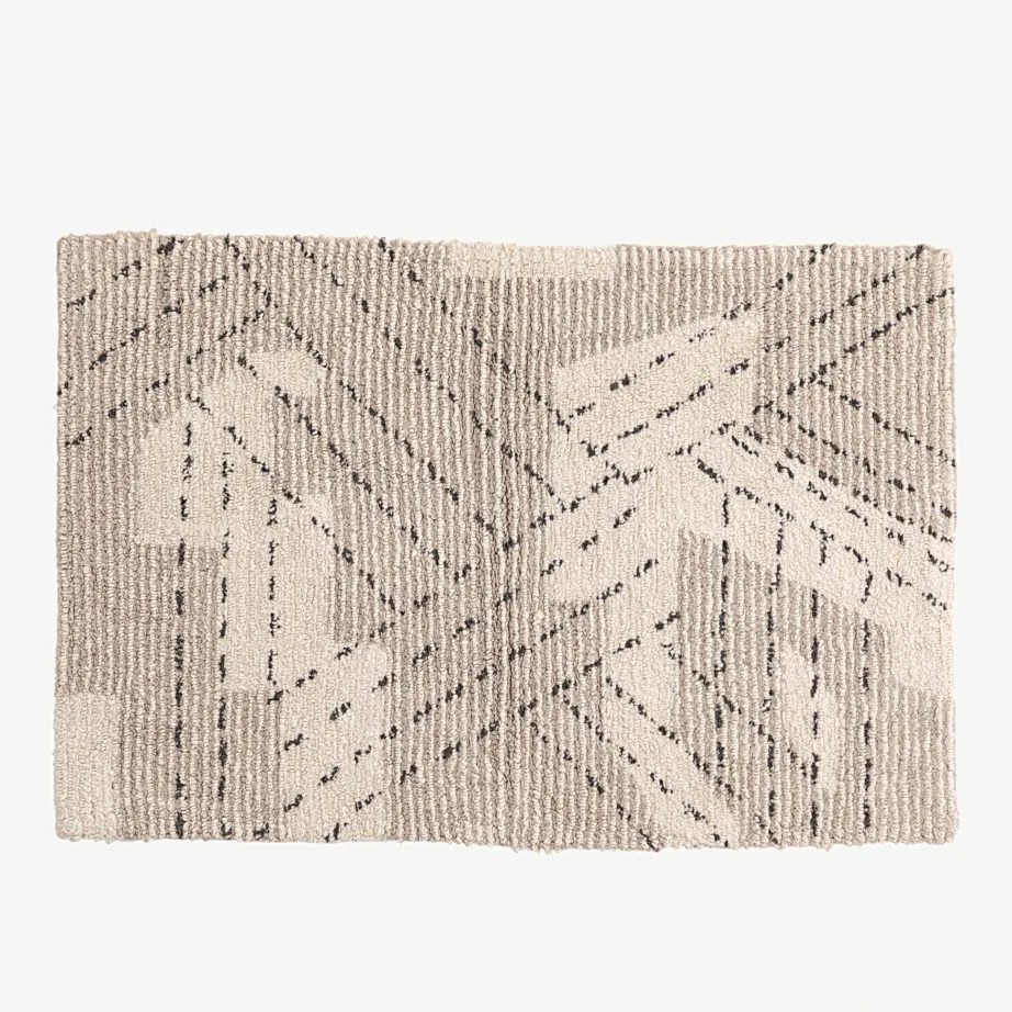 Geomeetrilise mustriga puuvillane vannitoavaip Lorentz (elevandiluu/hallikasbeež, 60 × 90 cm), 30146-122 – 2