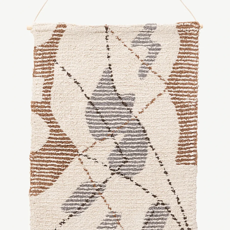 Mustriline puuvillane seinavaip Liam (elevandiluu, pruun, hall, 60×90 cm), 30148-122 – 2