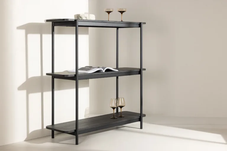 Heim kitsas must metallraamiga riiul, 3 tasandit, MDF-riiuliplaadid - 30152-100