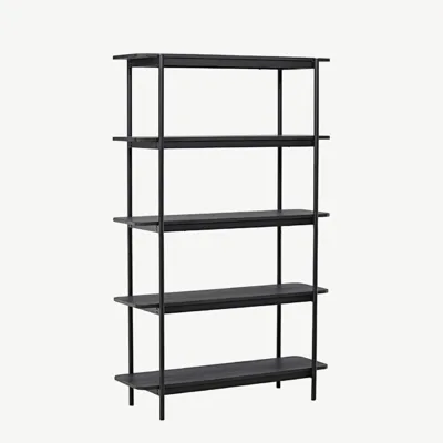 Heimi kõrge musta metallraamiga riiul (MDF, 190 cm) - 30153-100