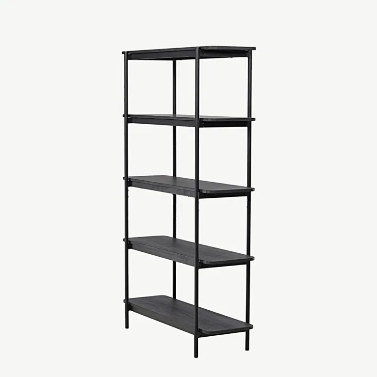 Heimi kõrge musta metallraamiga riiul (MDF, 190 cm) - 30153-100