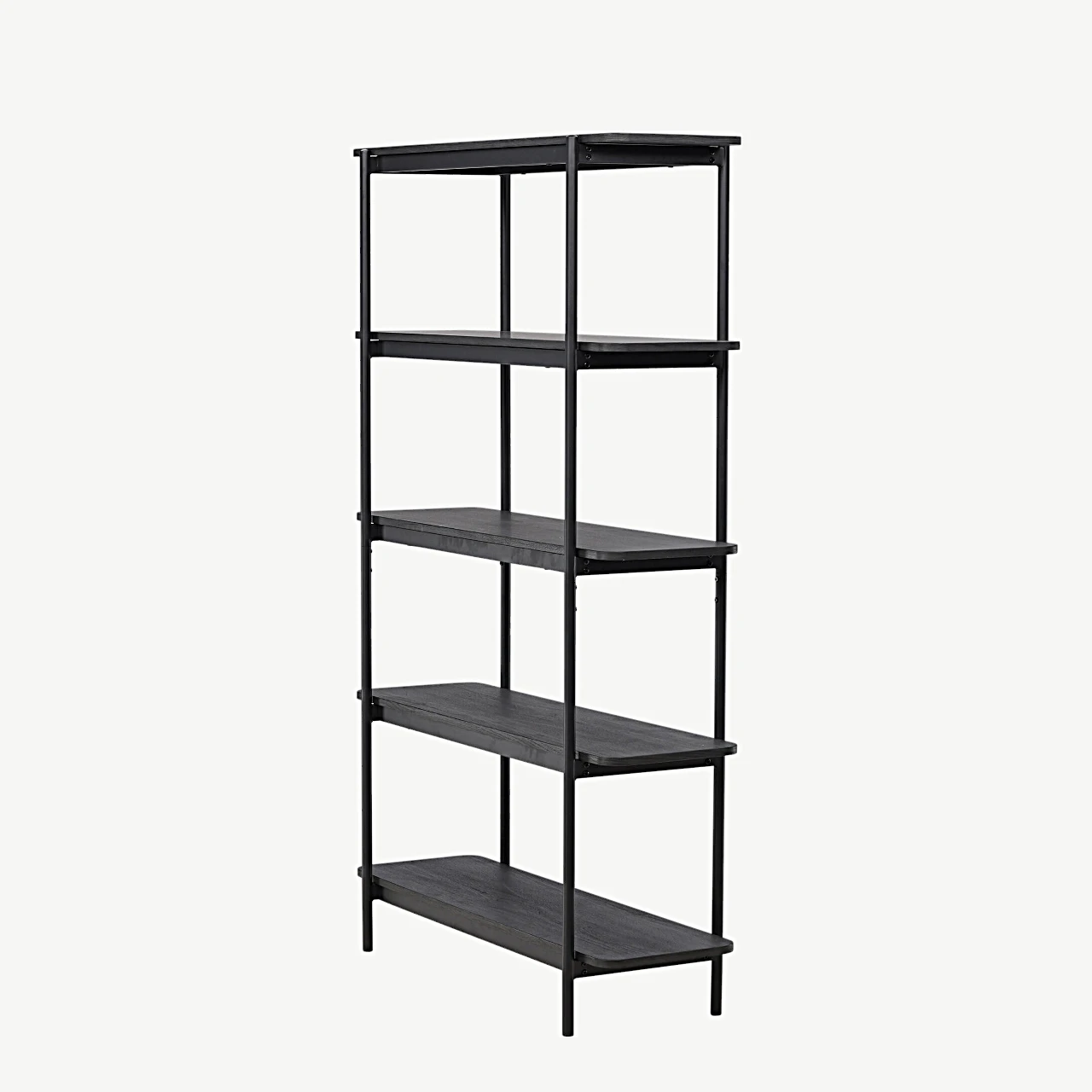 Heimi kõrge musta metallraamiga riiul (MDF, 190 cm) - 30153-100