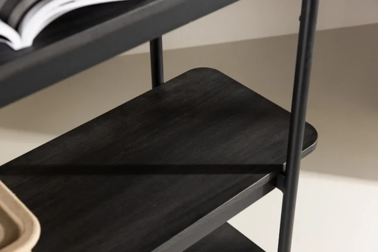 Heimi kõrge musta metallraamiga riiul (MDF, 190 cm) - 30153-100