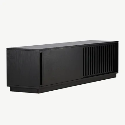 Must melamiinkattega TV-alus Lugo, ribikujuliste ustega, 180 cm - 30165-100