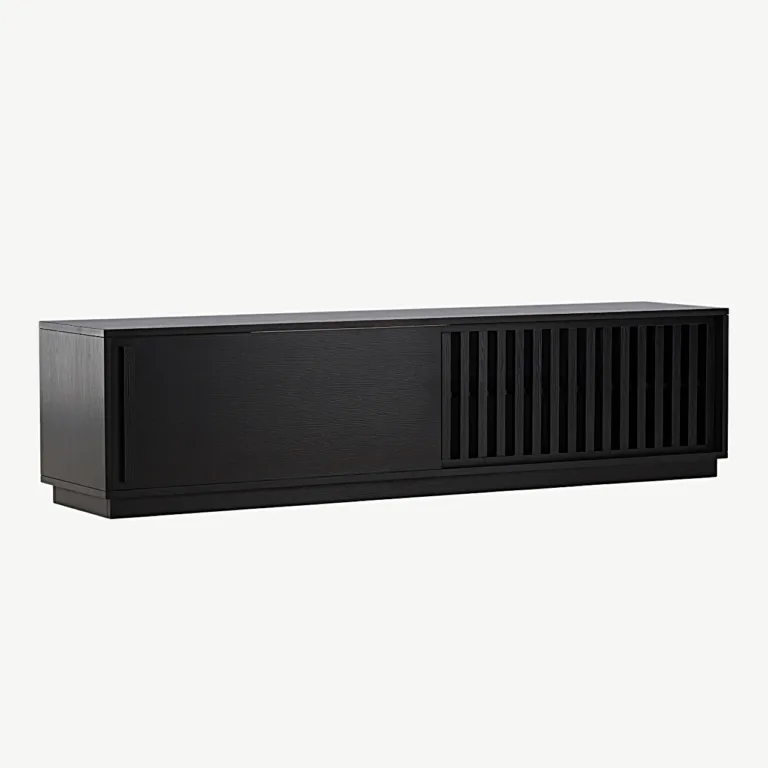Must melamiinkattega TV-alus Lugo, ribikujuliste ustega, 180 cm - 30165-100