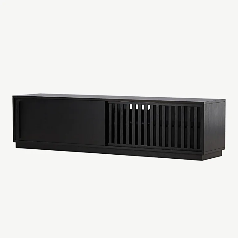 Must melamiinkattega TV-alus Lugo, ribikujuliste ustega, 180 cm - 30165-100