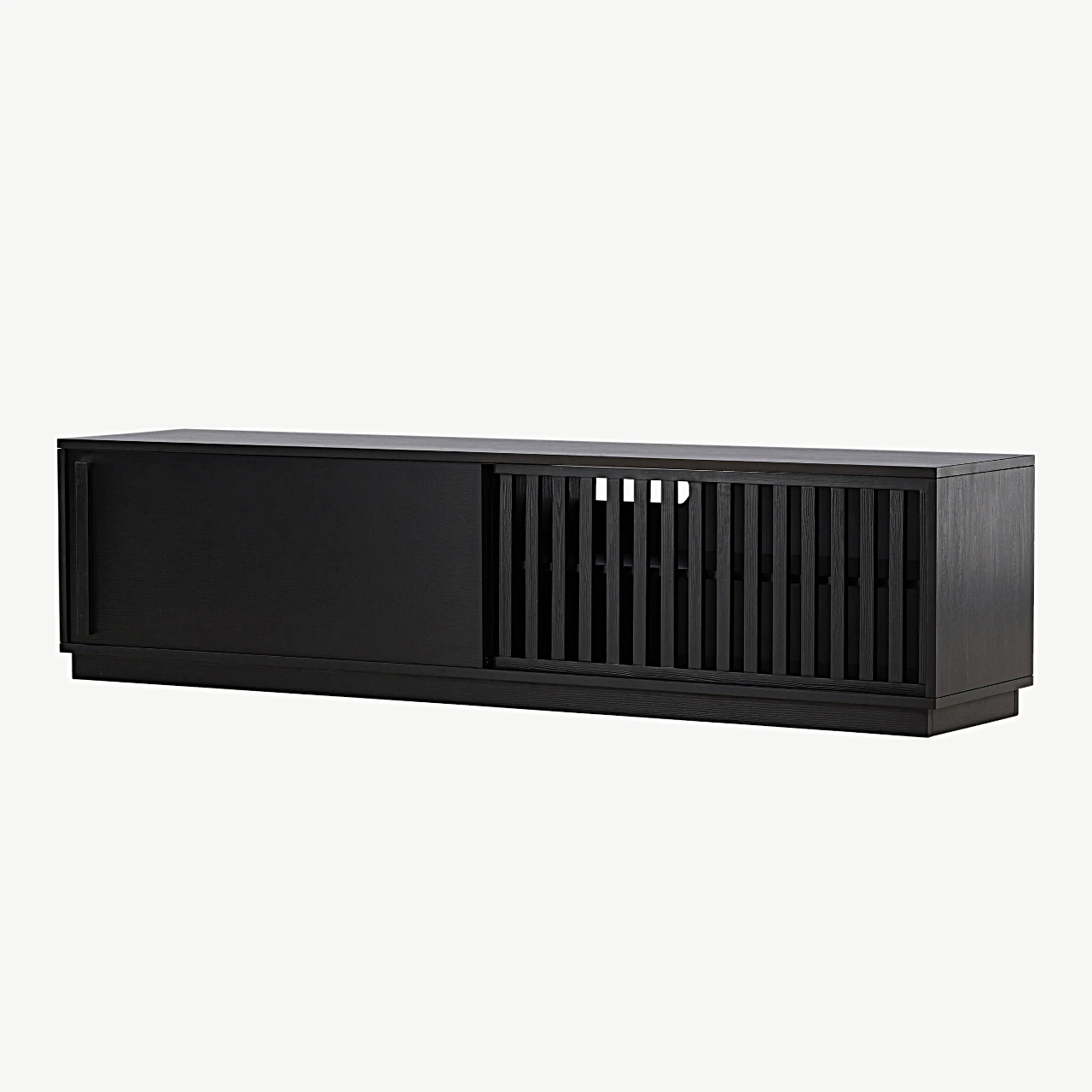 Must melamiinkattega TV-alus Lugo, ribikujuliste ustega, 180 cm - 30165-100