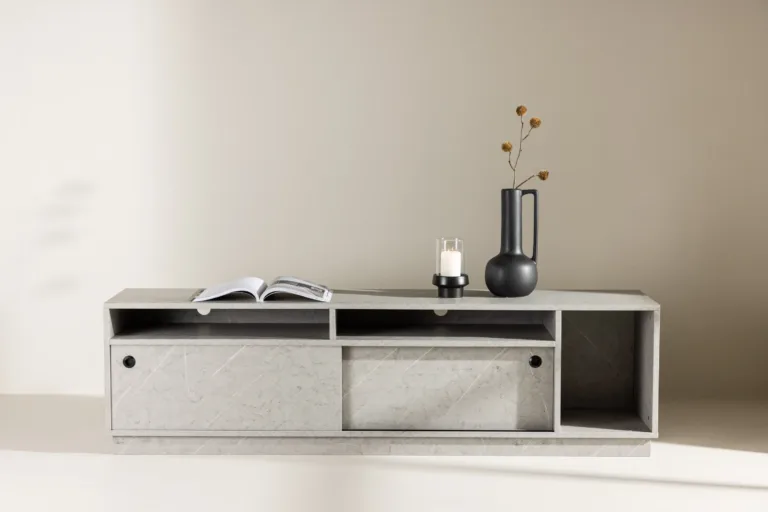 Girona halli betooni välimusega MDF-ist TV-alus liugustega, 180×50 cm - 30166-165