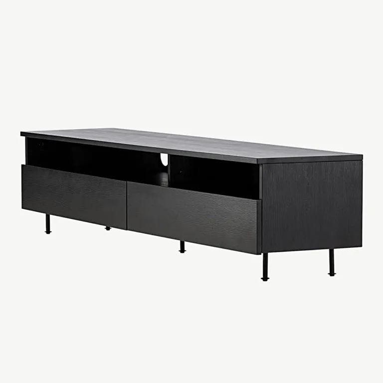 TV-alus Navarra mattmustast melamiinist metalljalgadel, 180 cm - 30167-100