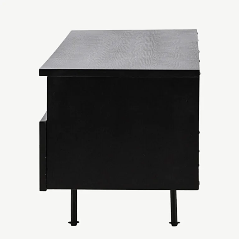 TV-alus Navarra mattmustast melamiinist metalljalgadel, 180 cm - 30167-100