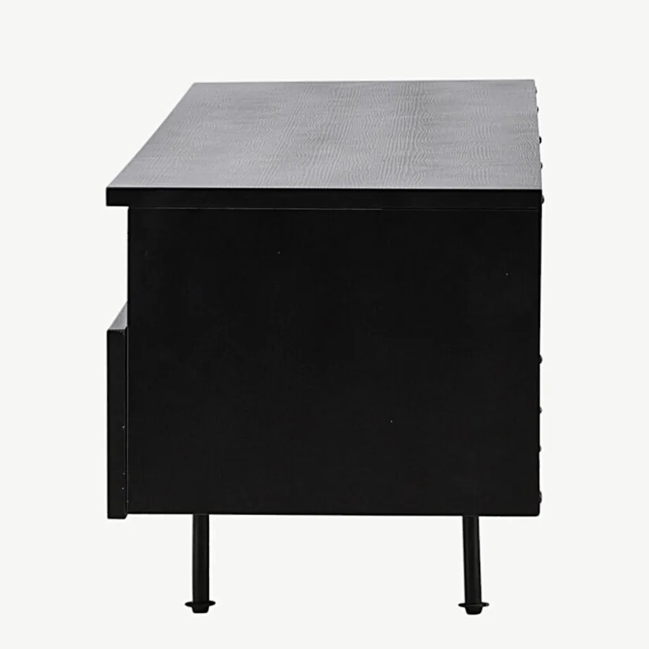 TV-alus Navarra mattmustast melamiinist metalljalgadel, 180 cm, 30167-100 – 7