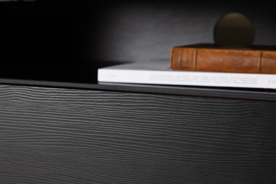 TV-alus Navarra mattmustast melamiinist metalljalgadel, 180 cm, 30167-100 – 11