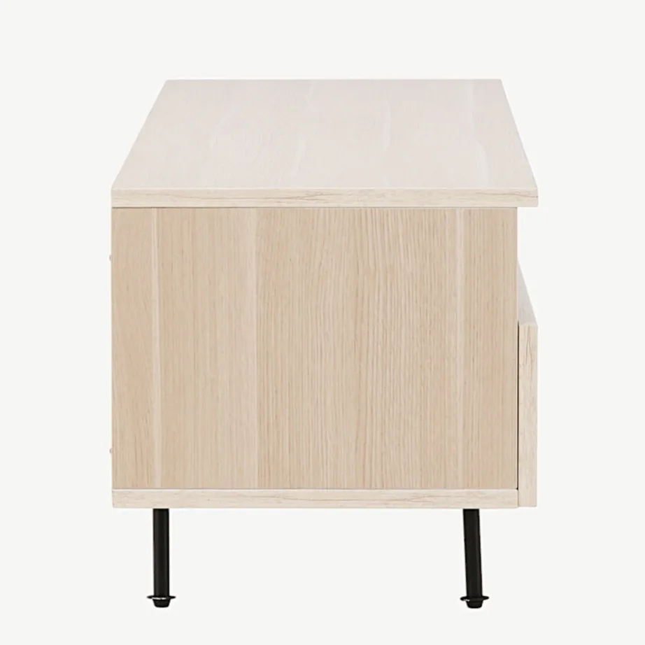 Valge peitsiga TV-alus Navarra mustadel metalljalgadel, 180 cm, 30167-130 – 2