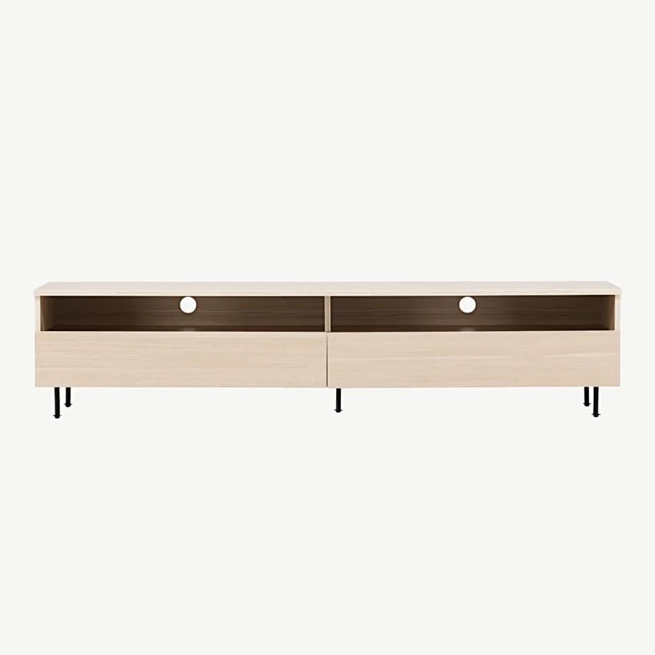 Valge peitsiga TV-alus Navarra mustadel metalljalgadel, 180 cm, 30167-130 – 4