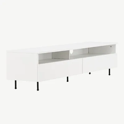 Valge TV-alus Navarra mustade metalljalgadega, 180 cm (melamiinviimistlusega) - 30167-331