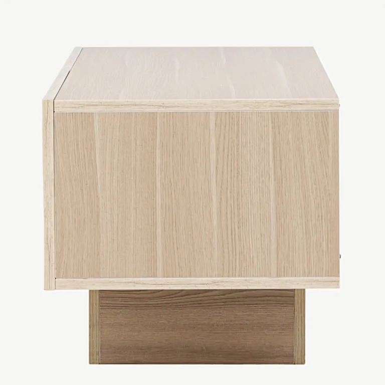 Valge peitsiga MDF TV-alus Cuenca klaasriiuliga, 160 cm - 30168-130