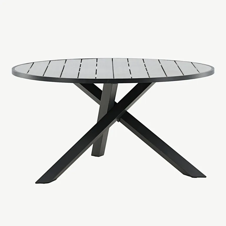 Parma ümmargune õuelaud puitplastkomposiidist, musta alumiiniumraamiga, ø140 cm - 4145-408