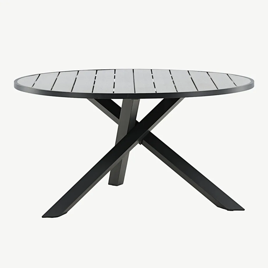 Parma ümmargune õuelaud puitplastkomposiidist, musta alumiiniumraamiga, ø140 cm, 4145-408 – 2