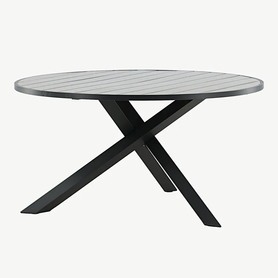 Parma ümmargune õuelaud puitplastkomposiidist, musta alumiiniumraamiga, ø140 cm, 4145-408 – 3