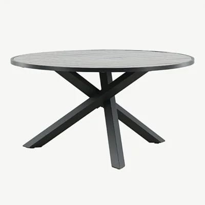 Parma ümmargune õuelaud puitplastkomposiidist, musta alumiiniumraamiga, ø140 cm - 4145-408