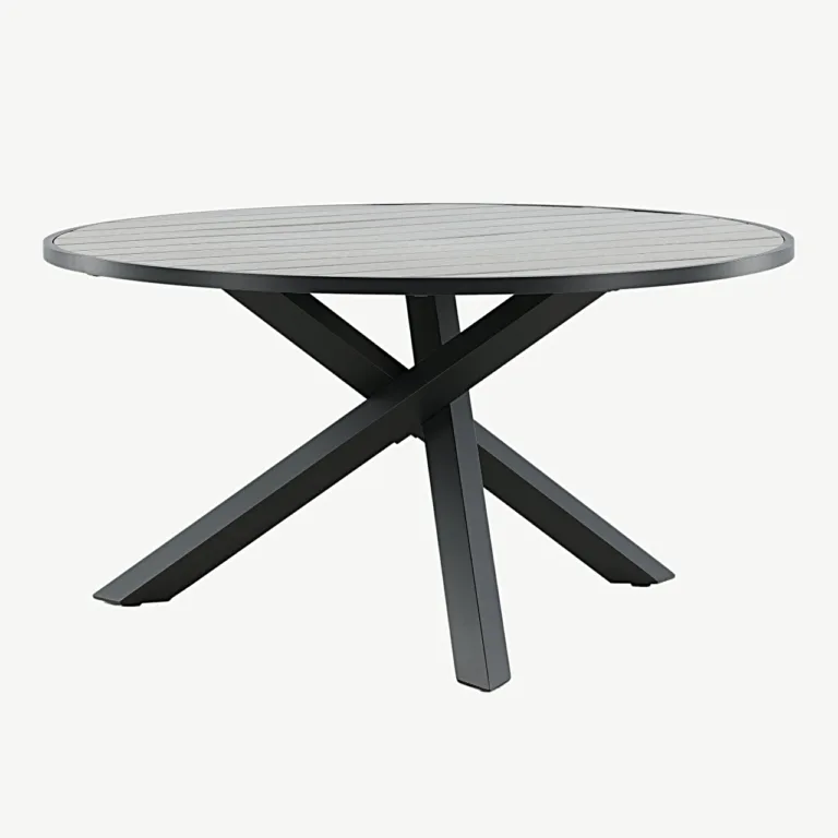 Parma ümmargune õuelaud puitplastkomposiidist, musta alumiiniumraamiga, ø140 cm - 4145-408