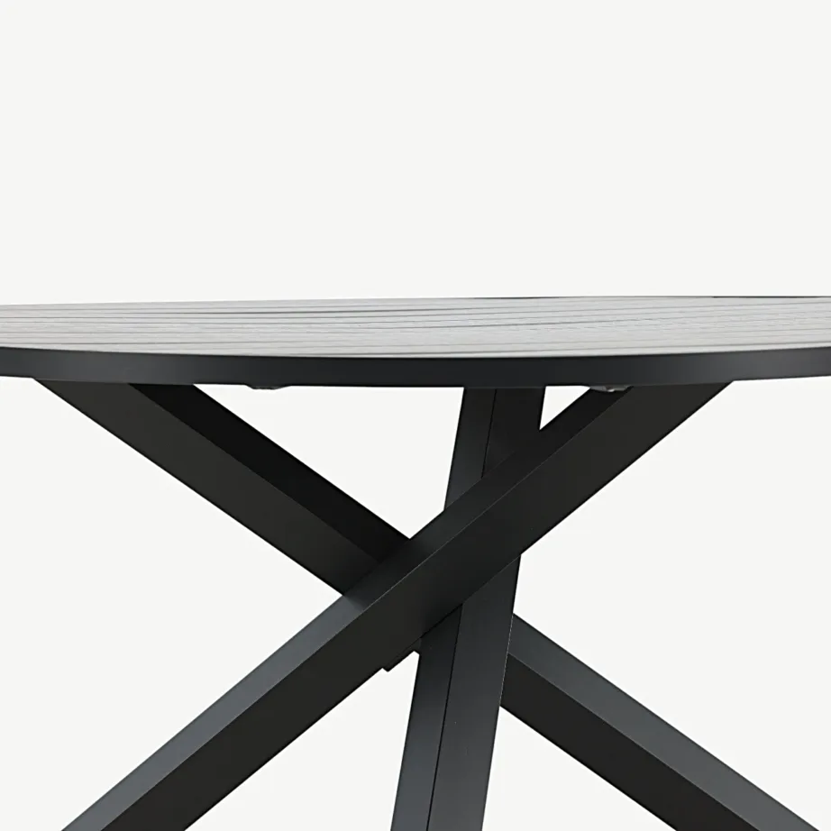 Parma ümmargune õuelaud puitplastkomposiidist, musta alumiiniumraamiga, ø140 cm, 4145-408 – 4