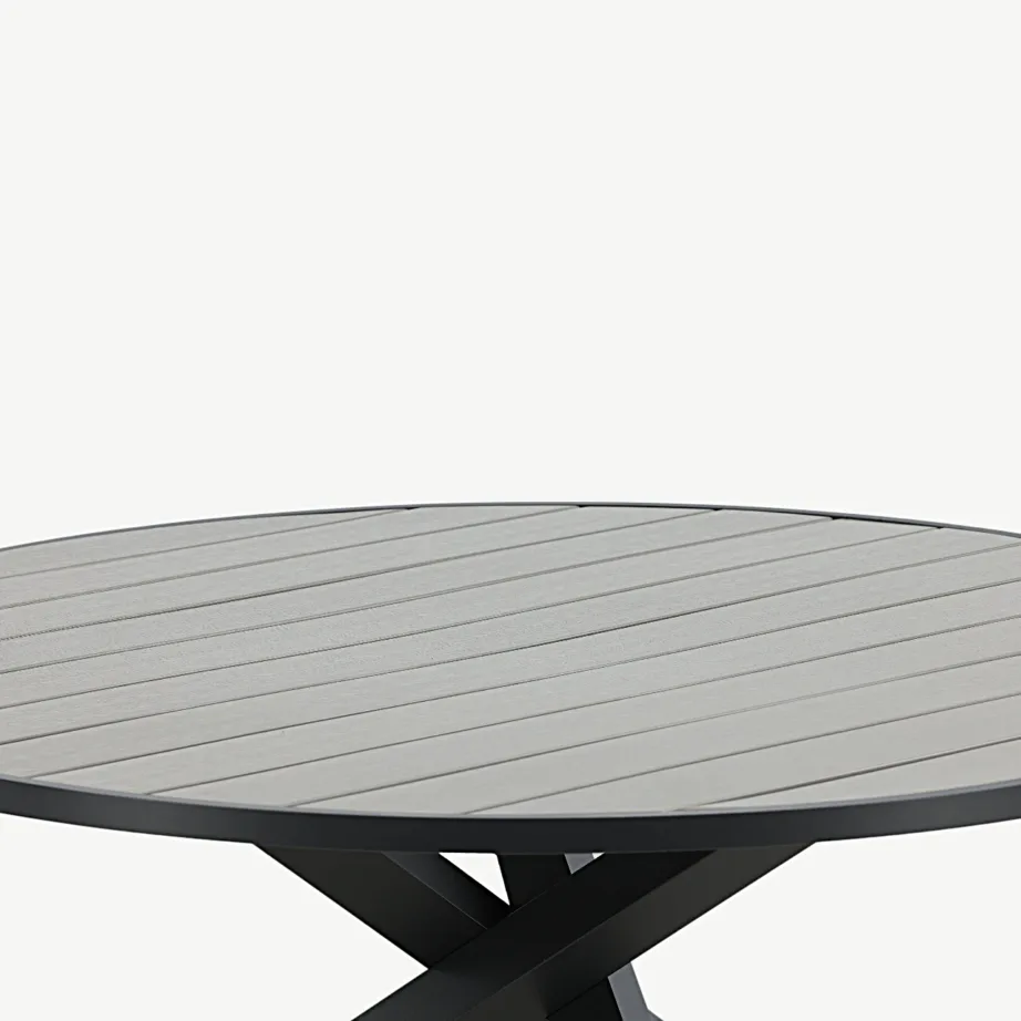 Parma ümmargune õuelaud puitplastkomposiidist, musta alumiiniumraamiga, ø140 cm, 4145-408 – 5