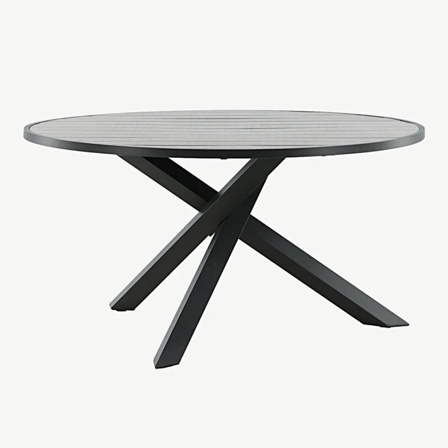 Parma ümmargune õuelaud puitplastkomposiidist, musta alumiiniumraamiga, ø140 cm, 4145-408 – 6