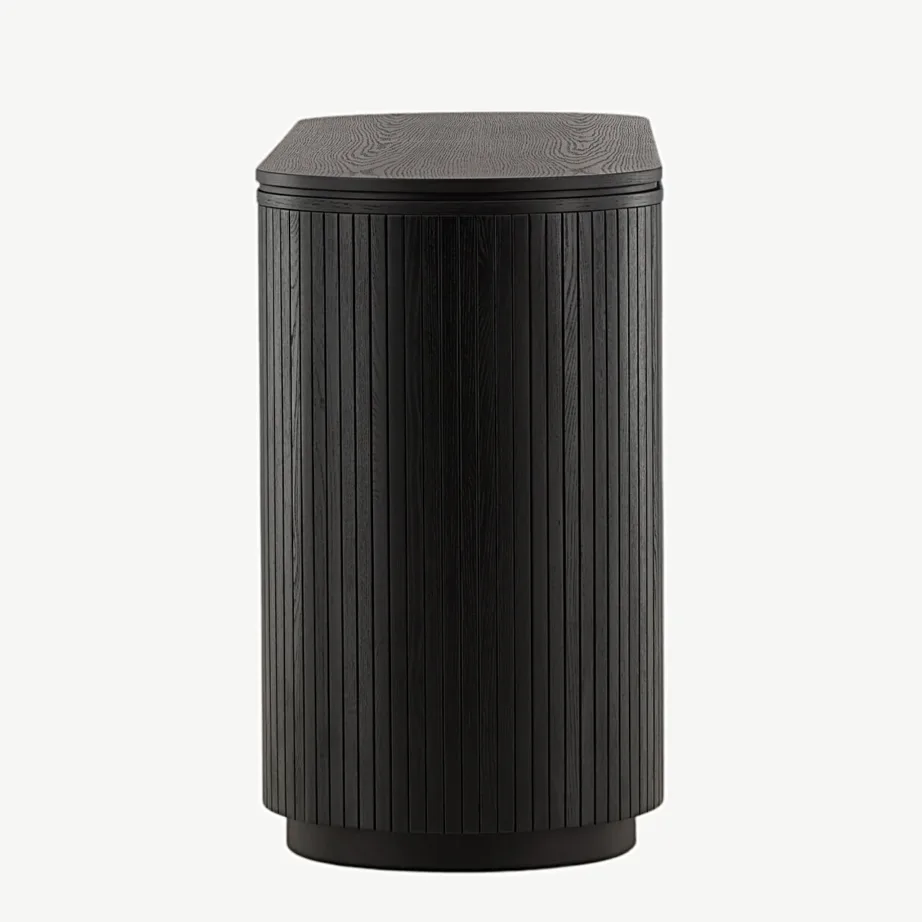 Fjällbacka kõrge musta tammefurniiriga kummut, ovaalne, avatud ja suletud riiulitega, 42000-010 – 2