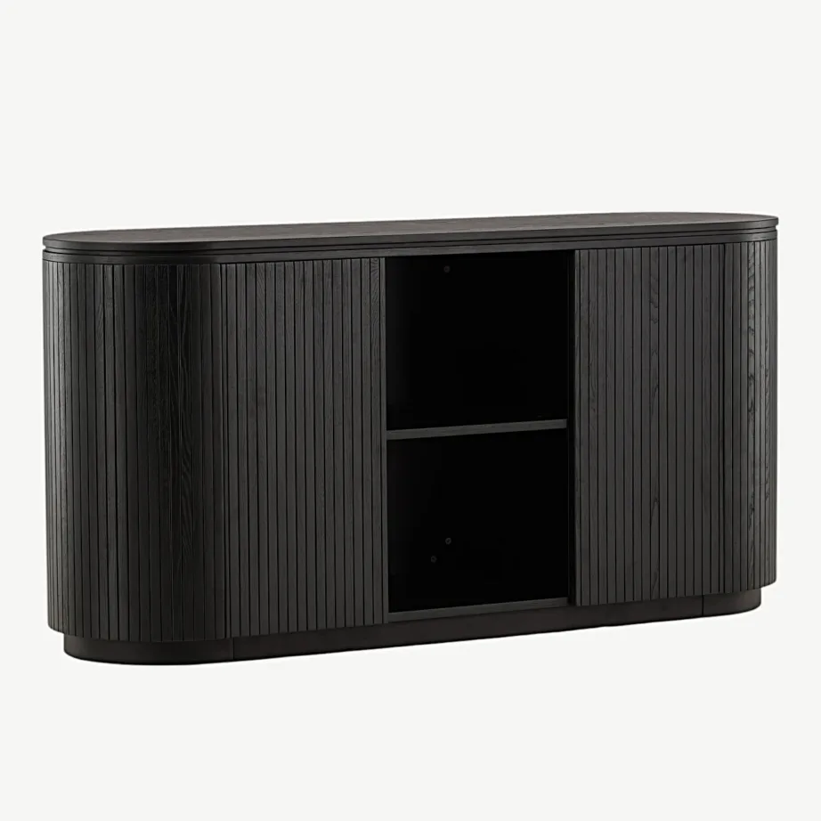 Fjällbacka kõrge musta tammefurniiriga kummut, ovaalne, avatud ja suletud riiulitega, 42000-010 – 3